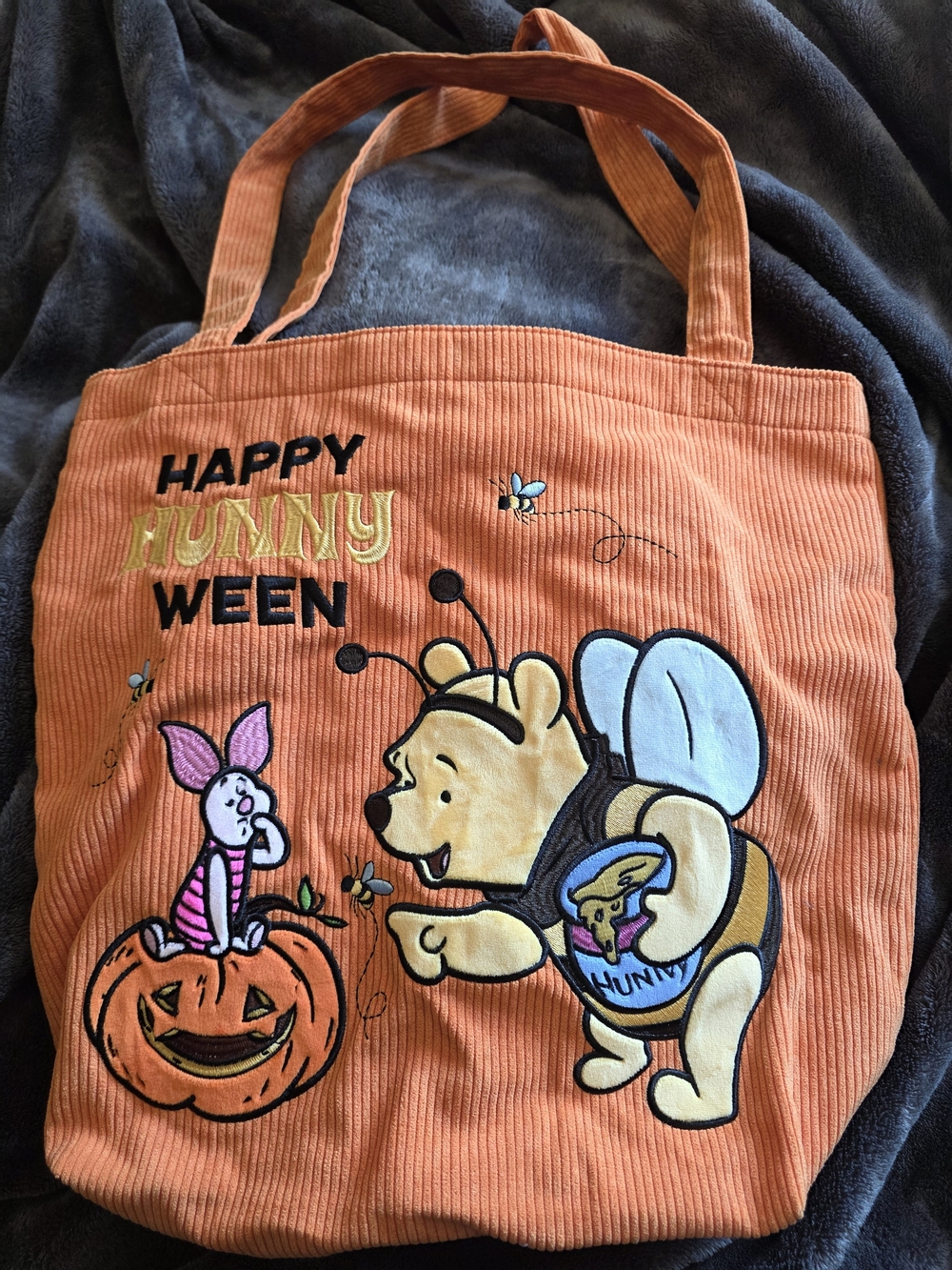 Disney Winnie the Pooh Orange 'Happy Hunny Ween' Tote Bag with Hunny Pot Charm - Picture 2 of 7